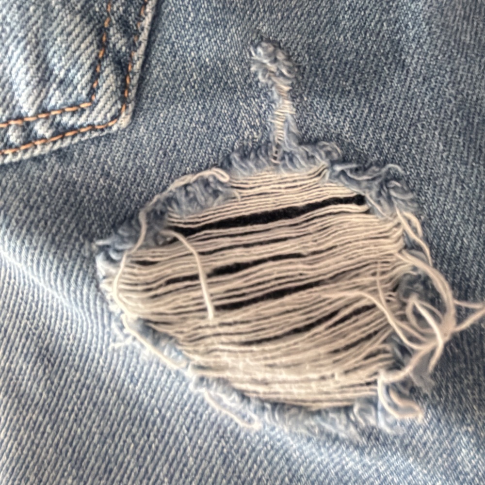 American Eagle Women’s Distressed Button-fly Straight Leg Jeans 14Long - Picture 10 of 13
